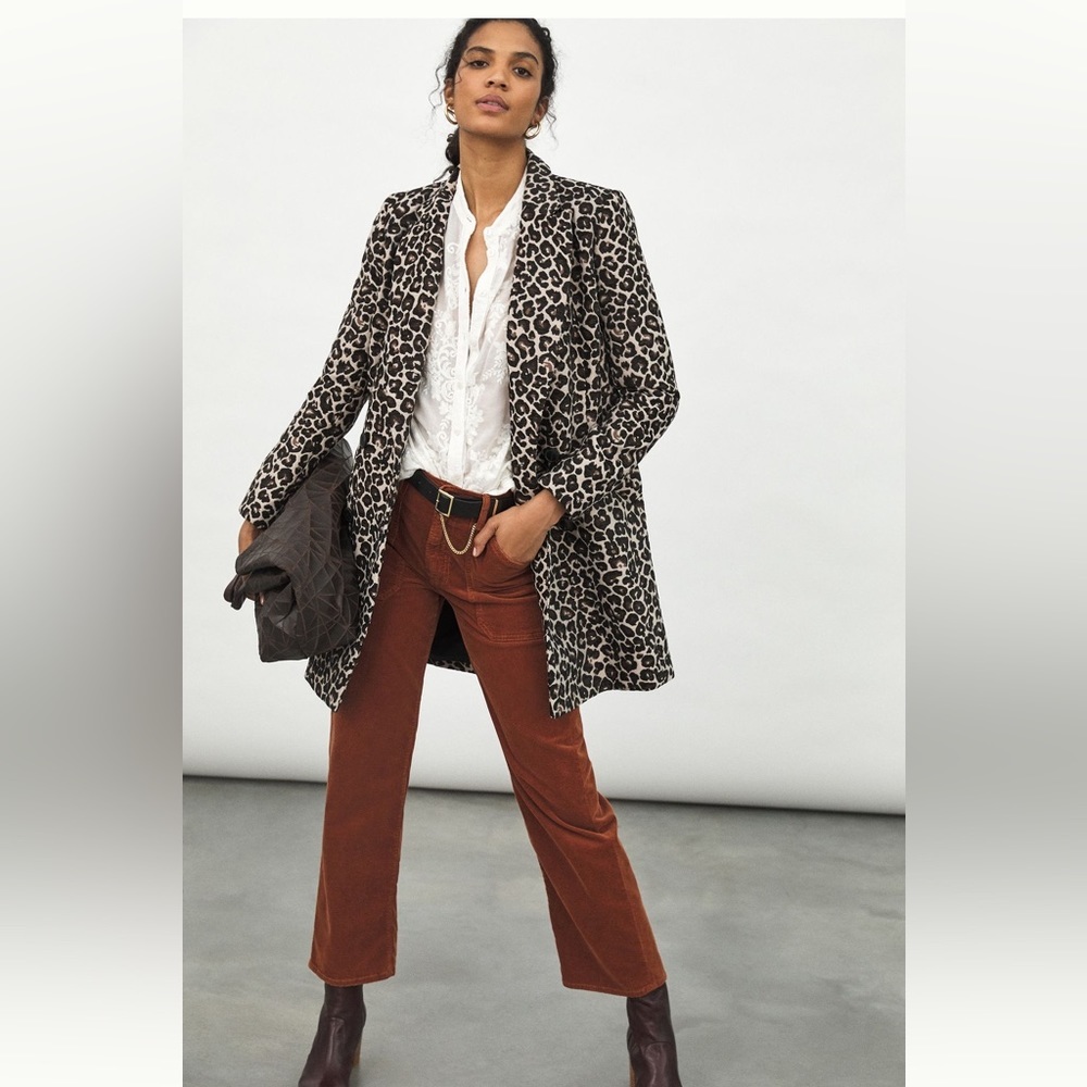 Anthropologie longline leopard print blazer NWT